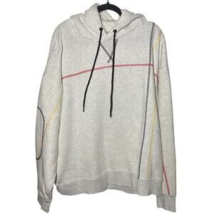 Tru Kolors Gray Heathered Red Yellow Stitching Soft Hoodie Sweatshirt Size XXL